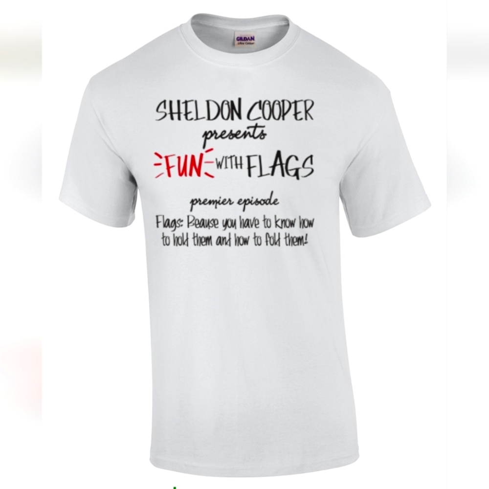 Sheldon Cooper Big Bang Fun with Flags t shirt xl